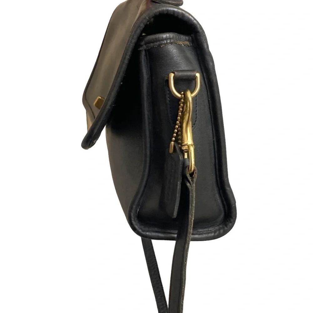 Coach 9870 black leather court bag made in turkey black